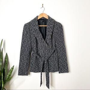 Cynthia Rowley black marled blazer belted waist